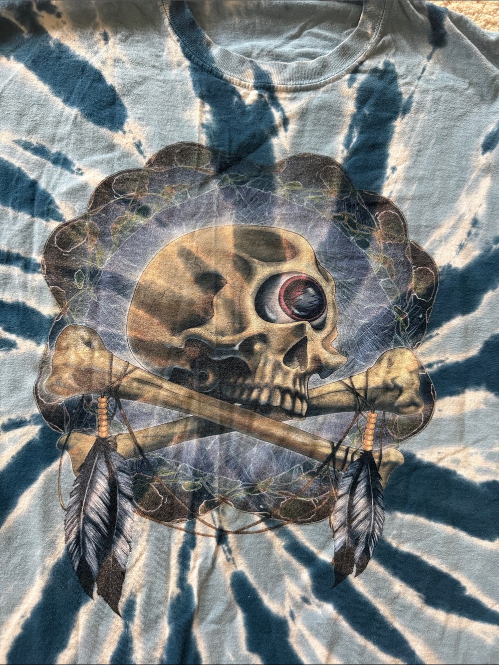 Vintage Grateful Dead Tie-Dye Skull & Crossbones Graphic Tee